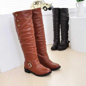 Buckle Knee High Boots