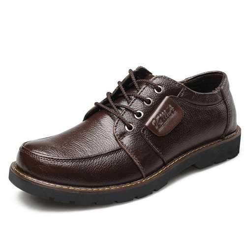 Men Genuine Leather Big Head Casual Shoes