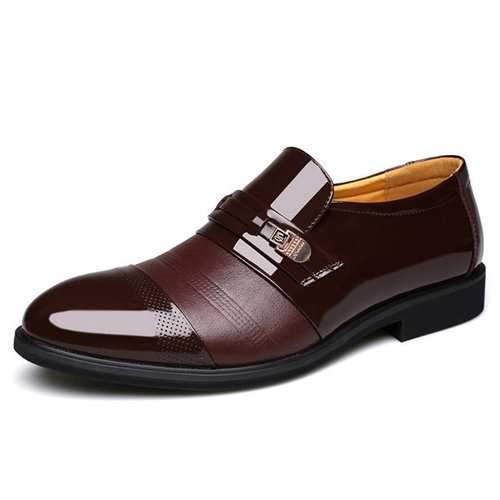 Men Cap Toe Pointed Toe Slip On Business Formal Shoes