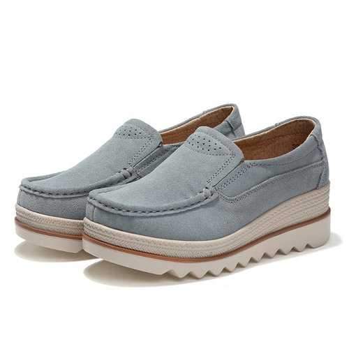 Breathable Suede Slip On Platform Shoes