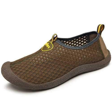 Men Mesh Fabric Breathable Soft Portable Slip On Casual Snea