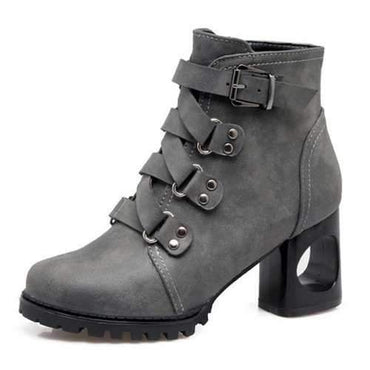 Hollow Chunky Heel Boots