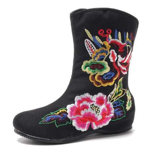 Flower Vintage Wedge Boots