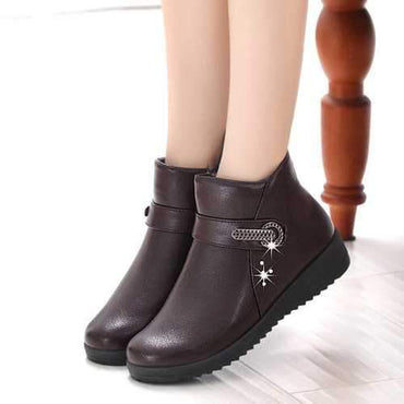 Rhinestone Zipper Casual Boots