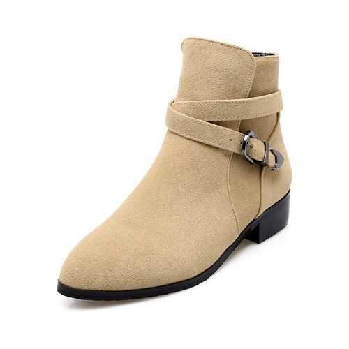 Buckle Suede Short Boots