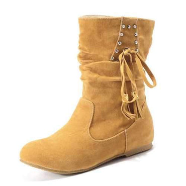 Large Size Tassel Button Boots