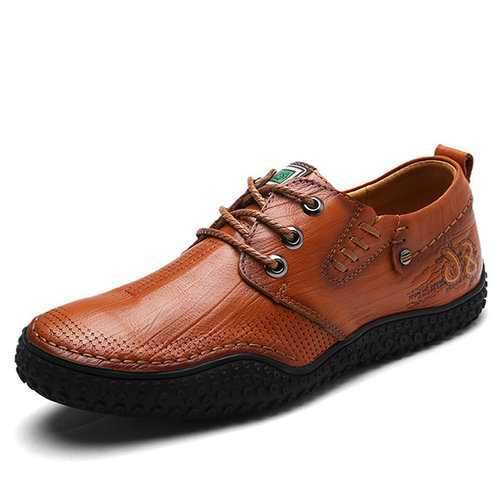 Men Hand Stitching Soft Genuine Leather Comfy Shoes