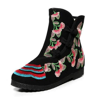 Embroidery Frog Button Boots