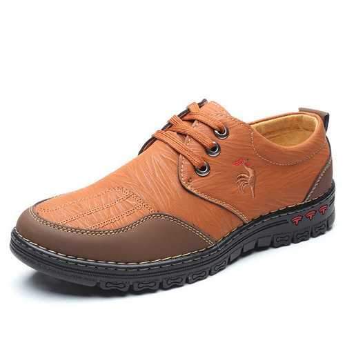 Men Comfy Microfiber Leather Stitching Casual Shoes