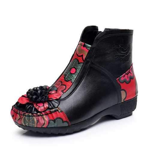 SOCOFY Vintage Leather Boots