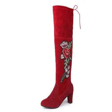 Large Size Embroidery Flower Boots