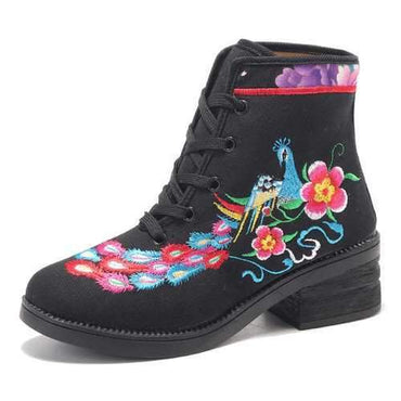 Phoenix Embroidered Casual Boots