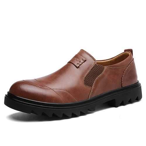 Men Wide Head Comfy Wearable Leather Shoes