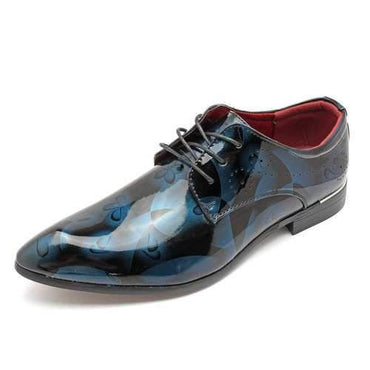 Men Floral Patent Leather Shoes