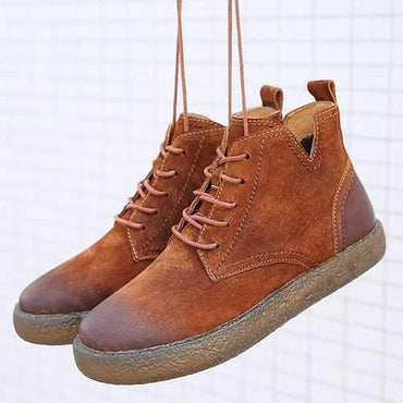 Leather Stitching Ankle Boots