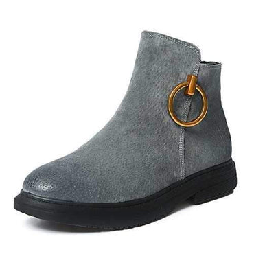 Metal Leather Ankle Boots