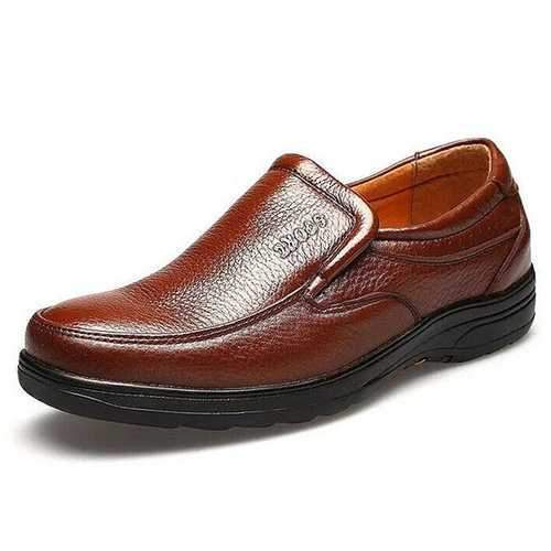 Men Cow Leather Slip On Casual Shoes