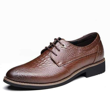 Men Classic Crocodile Pattern Pointed Toe Dress Shoes