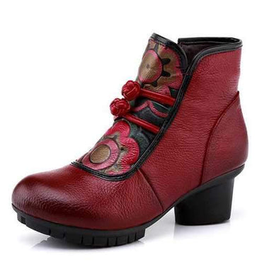 SOCOFY Retro Ankle Leather Boots