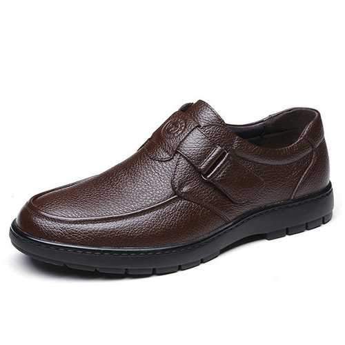 Men Comfy Soft Hook-loop Business Casual Leather Shoes