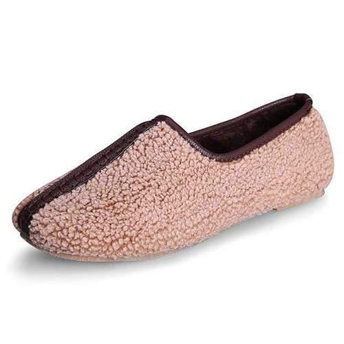 Plus Size Short Plush Slip on Flat Loafers