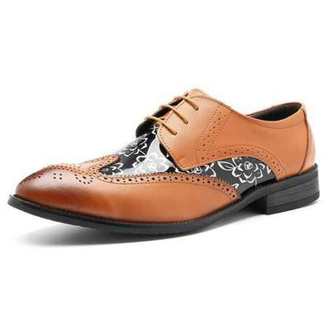 Large Size Men Brogue Color Blocking Dress Shoes