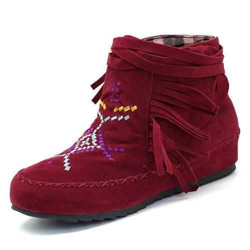 Large Size Tassel Embroidery Boots