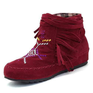 Large Size Tassel Embroidery Boots