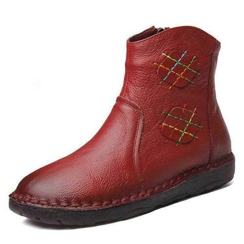 SOCOFY Retro Ankle Leather Boots