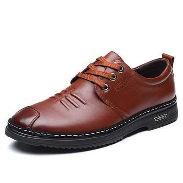 Men Cow Leather Soft Sole Non-slip Lace Up Casual Shoes