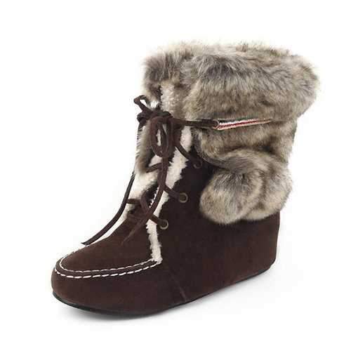 Large Size Furry Bowknot Boots