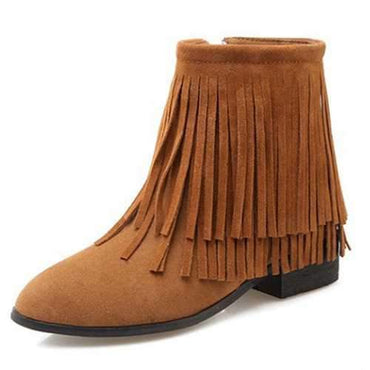 Large Size Tassel Block Boots