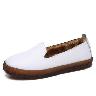 Leather Fur Lining Casual Loafers