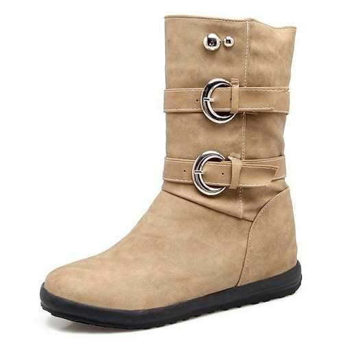 Large Size Metal Buckle Boots