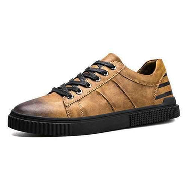 Men Leather Retro Color Lace Up Casual Shoes