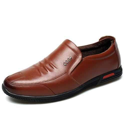 Men Cap-Toe Leather Loafers