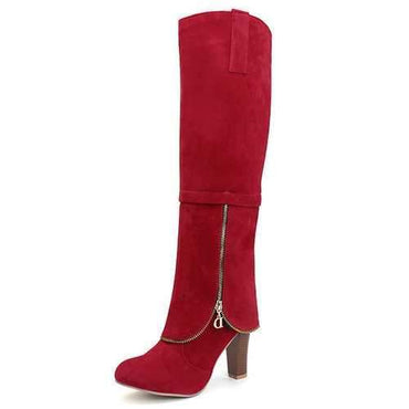 Plus Size Zipper Suede High Heel Boots For Women