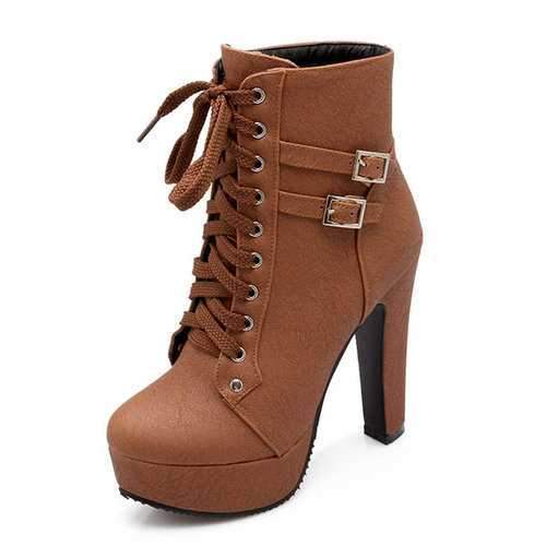 Plus Size Stiletto Heel Buckle Strap Boots For Women