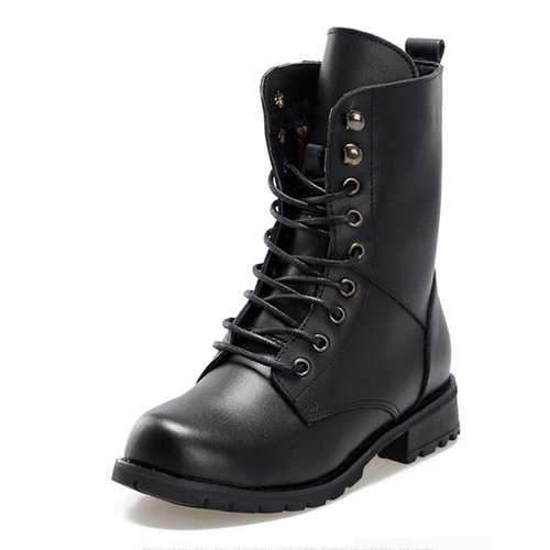 Fashion Leather Breathable Black Bootss