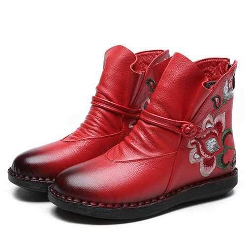 SOCOFY Retro Flat Leather Boots