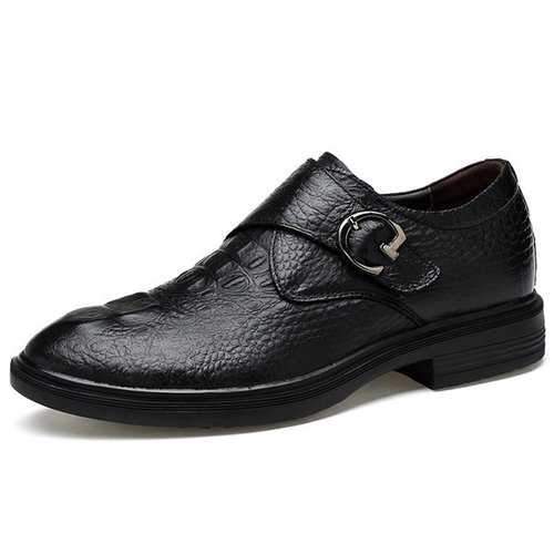 Men Large Size Cow Leather Hook Loop Business Shoes