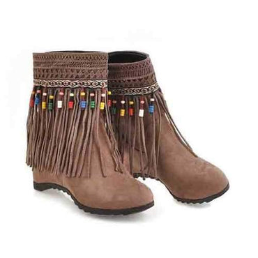 Tassel Beaded Ankle Boots