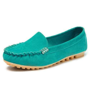 Metal Buckle Flat Portable Soft Colour Loafers For Women