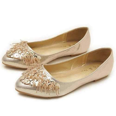 Plus Size Bright Surface Comfortable Rhinestone Flat Loafers