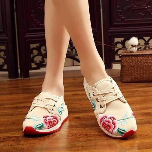 Embroidered Sneaker Travel Sport Flower Casual Shoes