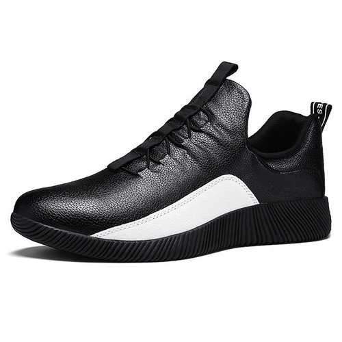 Men Leather Slip Resistant Wear-resistant Sport Sneakers