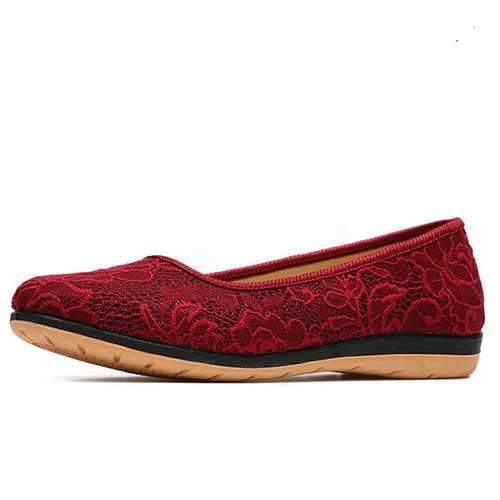 Lace Flower Vintage Flat Shoes