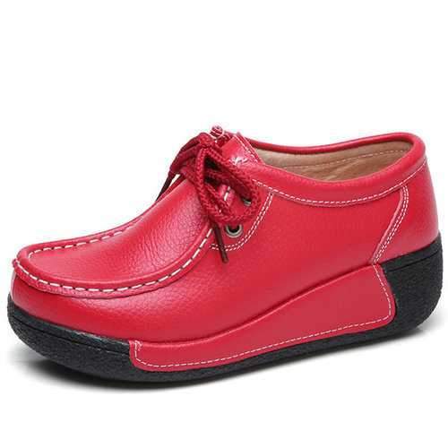 Leather Soft Platform Casual Shoes