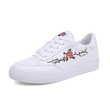 M.GENERAL Fashion Flower Casual Lace Up Flat Sneakers Shoes