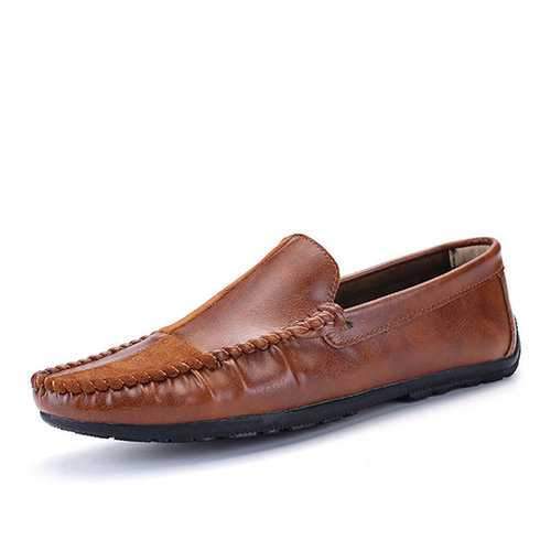 Men Genuine Leather Suede Splicing Loafers